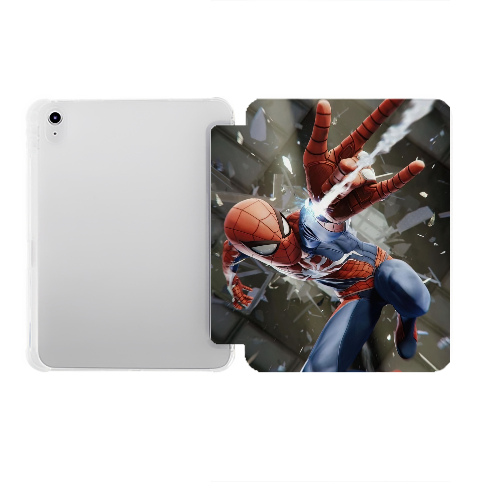 （画像用） Spider Man スパイダーマン IPad ケース ペン収納付き 三つ折りスタンド PUレザー×シリコン 対応機種9.5/10.5/10.9インチ